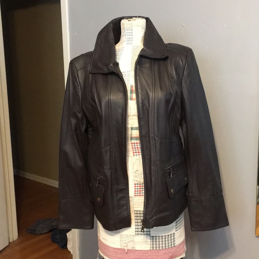 a.n.a chocolate lambskin jacket